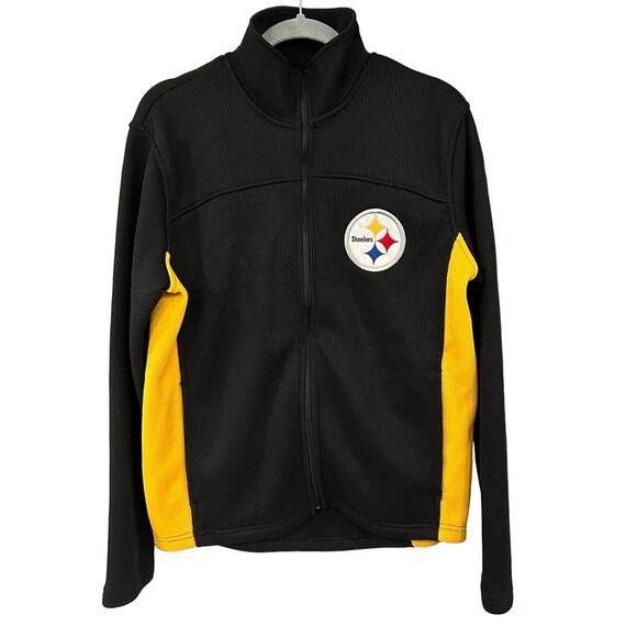 Steelers Unisex Waffle Knit Fleece Lined Full Zip Active Jacket EUC Size Medium - Picture 1 of 10